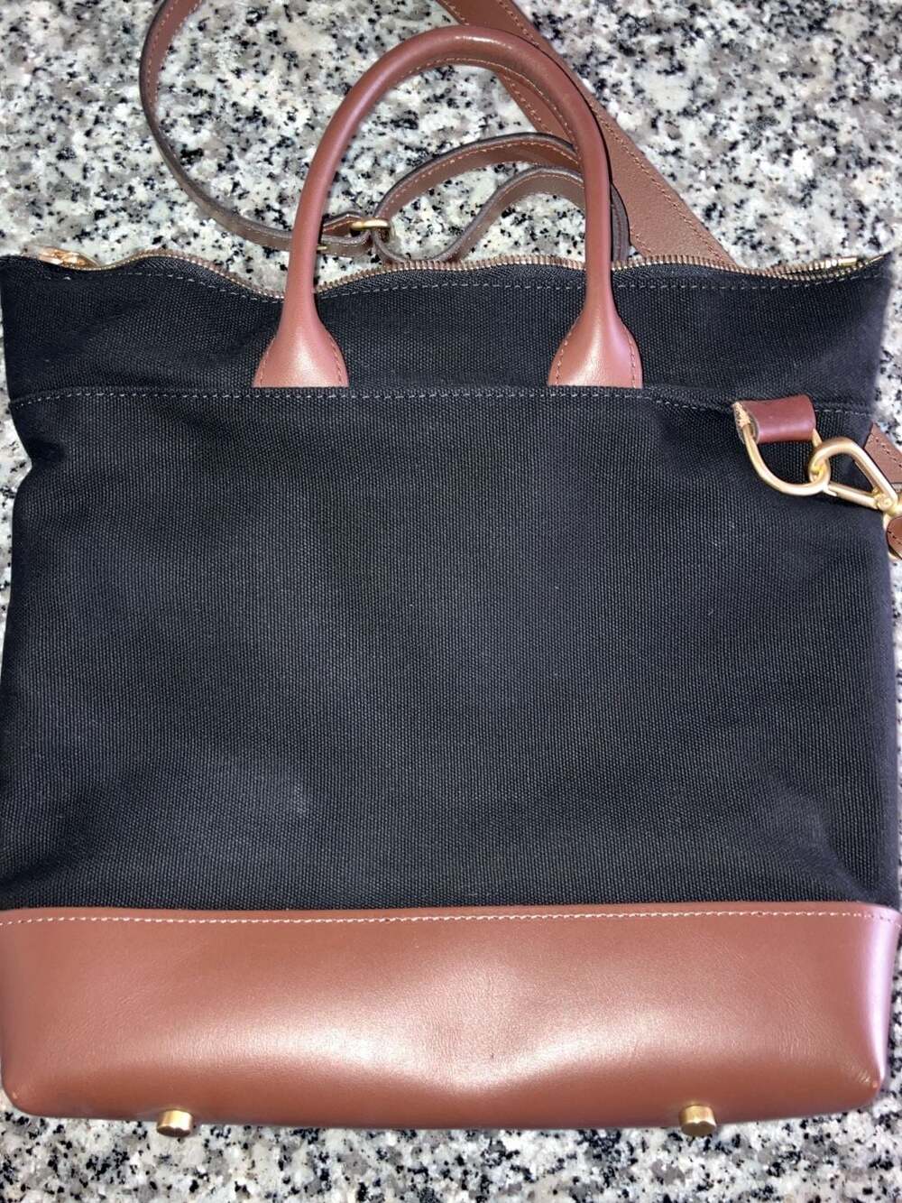 R.Riveter Otto Black Washed Canvas and Brown Leather Tote Bag - Picture 6 of 10